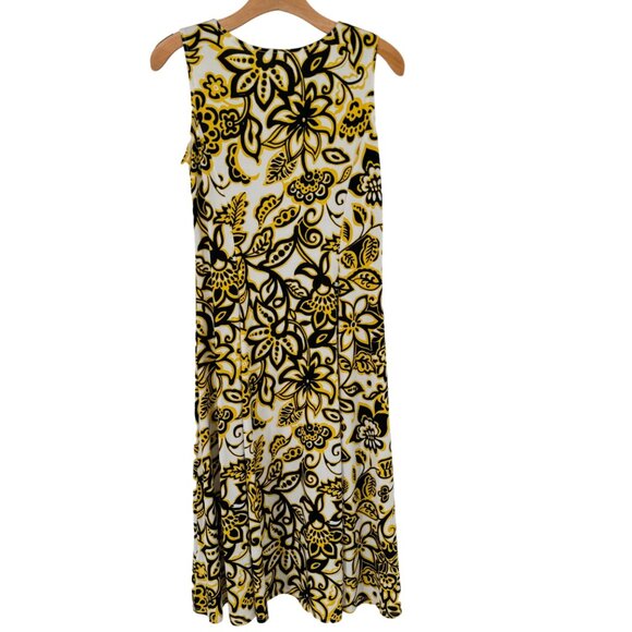 Julian Taylor Floral Sleeveless pattern Dress Yellow Black Womens Size 10  knit - Picture 9 of 12